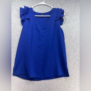 SHEIN Royal Blue Ruffle Sleeve Blouse